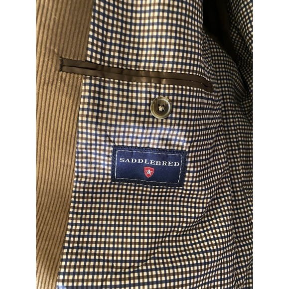 Mens Saddlebred 44S Brown Corduroy Blazer Sport Coat Cotton 2 Button Preppy - Picture 7 of 14